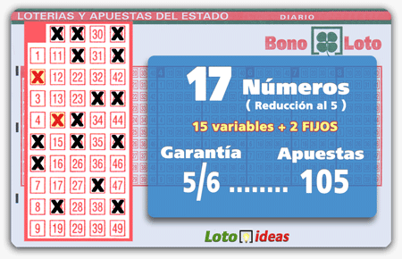 Bonoloto - Reducida de 17 números al 5 por 105 apuestas Bonoloto - Reducida de 17 números al 5 por 105 apuestas