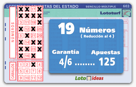 Lototurf - 19 números en reducción al 4 por 125 apuestas Lototurf - 19 números en reducción al 4 por 125 apuestas