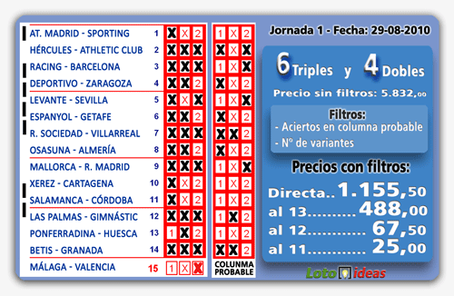 La Quiniela - 6 triples y 4 dobles desde 50 apuestas