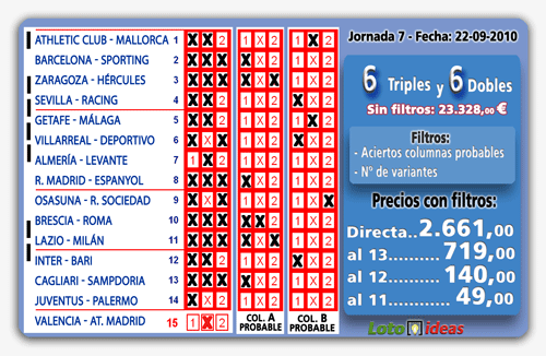 La Quiniela – 6 Triples y 6 Dobles desde 98 apuestas