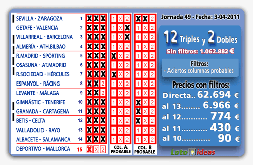 La Quiniela - 12 Triples y 2 Dobles desde 90 euros