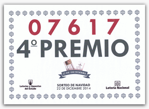 Lotería Navidad - Cuarto Premio 22 Diciembre 2014 Lotería Navidad - Cuarto Premio 22 Diciembre 2014