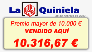 La Quiniela - Premio de 14 aciertos - 25 Febrero 2007 La Quiniela - Premio de 14 aciertos - 25 Febrero 2007